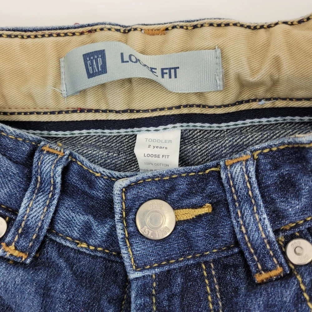 Gap Baby Toddler Jeans Size 2T Distressed Loose Fit Denim Adjustable Waist